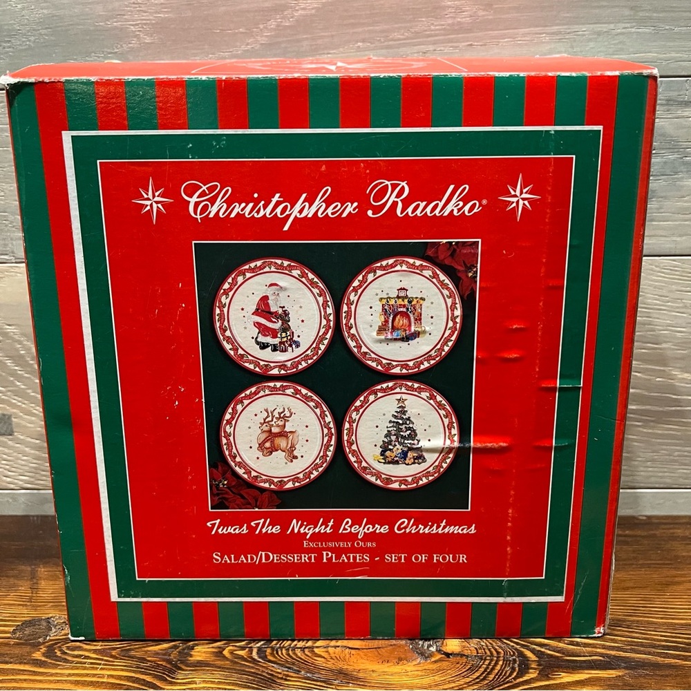 Christopher Radko ‘Twas‎ The Night Before Christmas Salad Dessert Plates Set 4